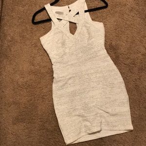 Silver and white mini dress.
